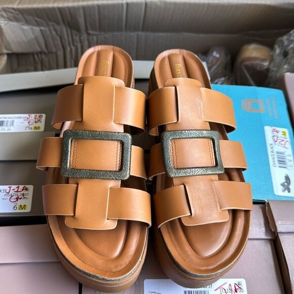 FRANCO SARTO PATRICIA WOMENS STRAPPY FLATFORM SANDALS - Picture 4 of 7